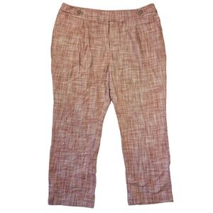 Christopher & Banks Petite 16P Terracotta Cotton Textured Pleated Trousers Pants
